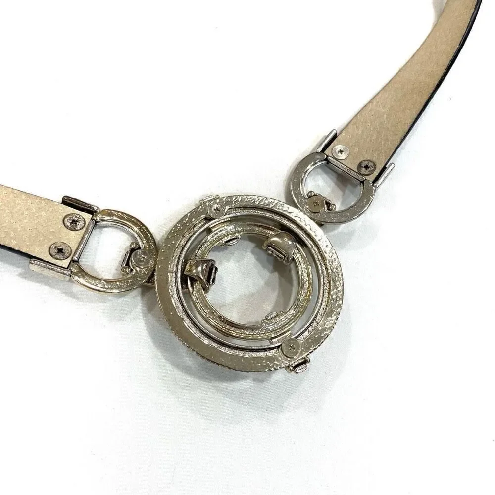 CHICO’S Hammered Silver Adjustable Leather Belt (Sz S/M)